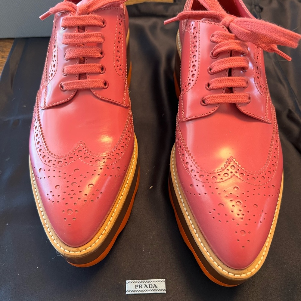 Prada Spazzolato Platform Wingtip Loafers - Picture 8 of 8